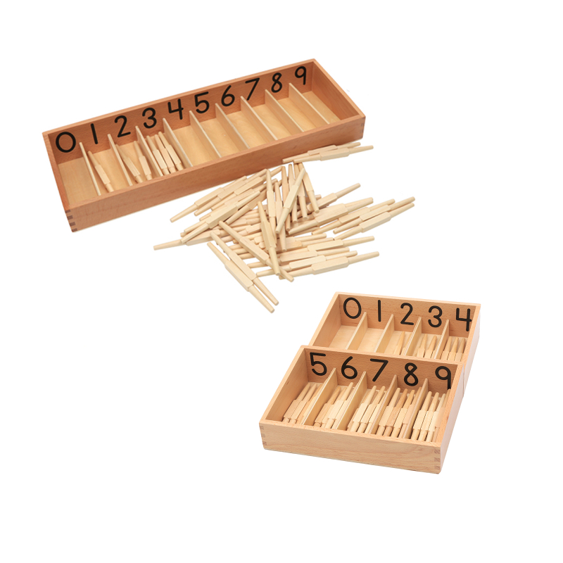 Woodworking Kids Toys - Montessori Mathematics Materials Wood Spindles Box