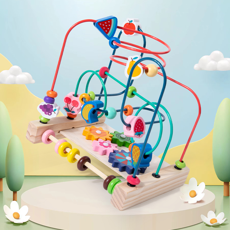 Woodworking Kids Toys - Montessori Toys Wooden Roller Coaster Bead