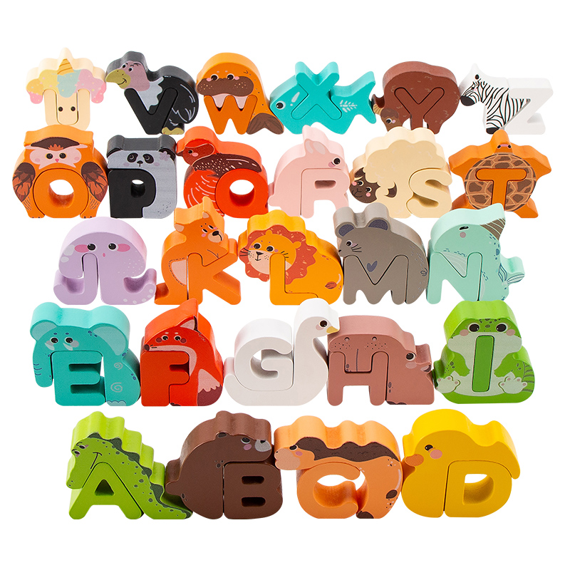 26Pcs Wooden Animal Alphabet B - огляд і ціна Woodworking Kids Toys