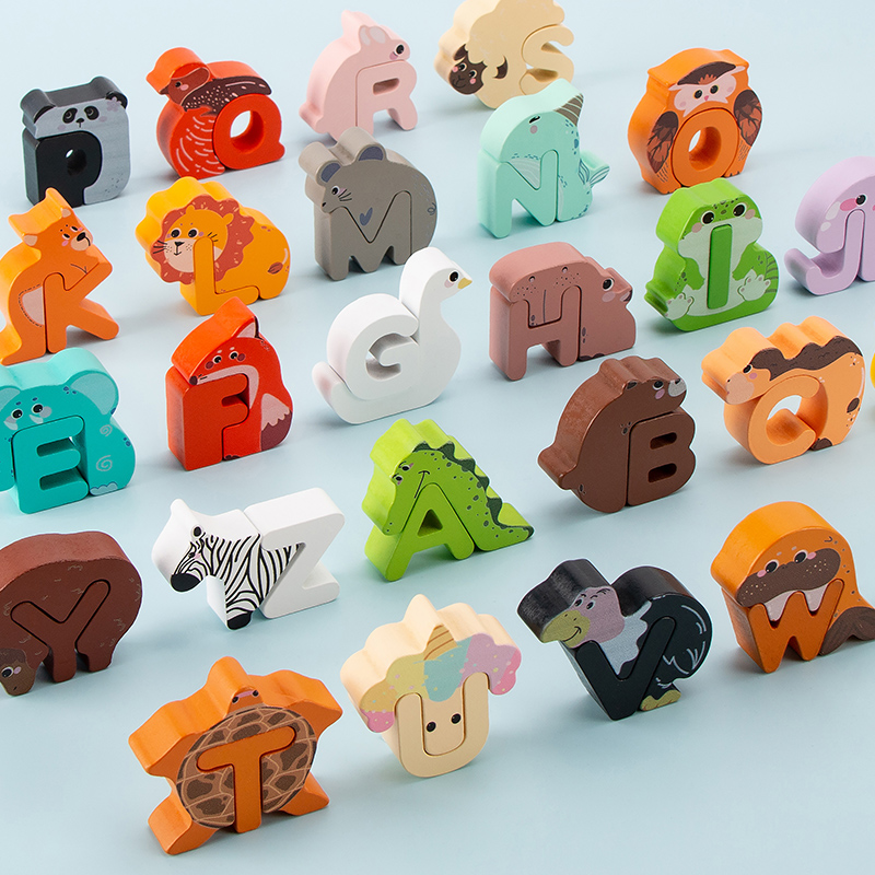 26Pcs Wooden Animal Alphabet B - огляд і ціна Woodworking Kids Toys